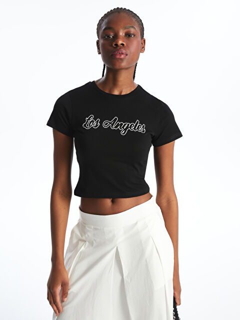 LCWAIKIKI Classic Crew Neck Los Angeles Printed Women's T-Shirt - S5OB12Z8-CVL