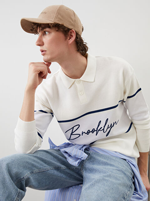 XSIDE Polo Yaka Uzun Kollu Erkek Triko Kazak - S5OB33Z8-EEW