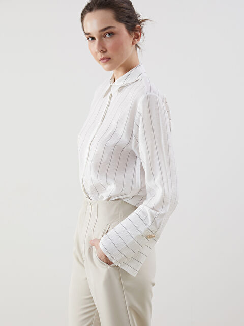 LCWAIKIKI Classic Çizgili Kadın Gömlek Tunik - S5OB42Z8-LEG