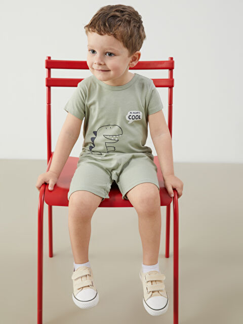 LCW baby Dinozor Baskılı Erkek Bebek Tulum - S5OB65Z1-ZWD