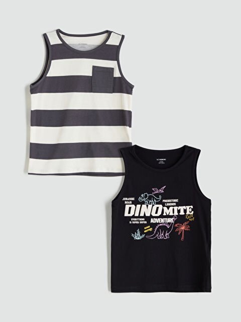 LCW Kids Bisiklet Yaka Çizgili Erkek Çocuk Atlet 2'li - S5OC59Z1-CVL