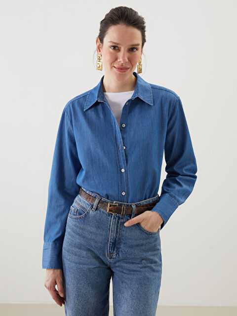 LCWAIKIKI Classic Kadın Jean Gömlek - S5OD02Z8-H45