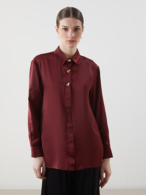 LCW Modest Loose Fit Saten Kadın Gömlek Tunik - S5OD65Z8-JAV