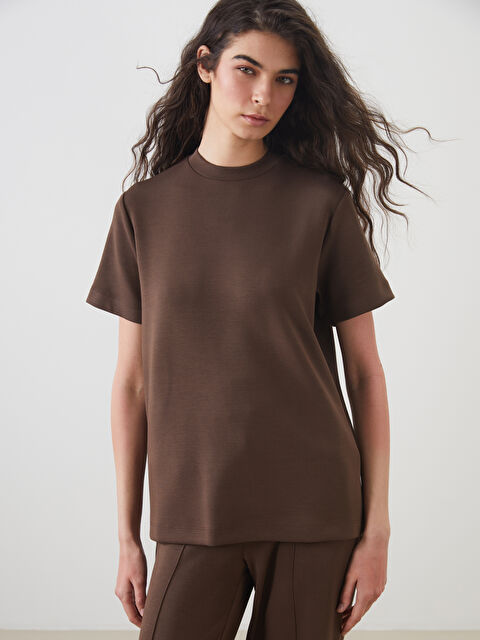 LCW Modest Dik Yaka Modal Karışımlı Kadın Tişört - S5OD77Z8-HEH