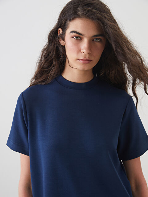 LCW Modest Dik Yaka Modal Karışımlı Kadın Tişört - S5OD77Z8-HFK