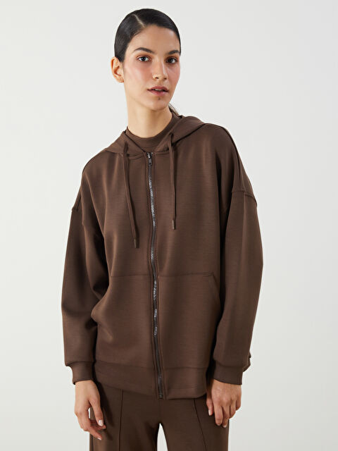 LCW Modest Oversize Modal Karışımlı Kadın Fermuarlı Sweatshirt - S5OD84Z8-HEH