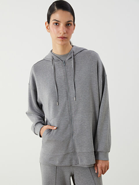 LCW Modest Oversize Modal Karışımlı Kadın Fermuarlı Sweatshirt - S5OD84Z8-CT3