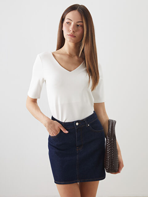 LCWAIKIKI Classic V Yaka Bodycon Bluz - S5OE07Z8-R9J