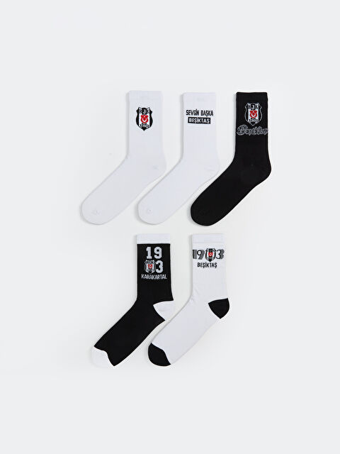LCW ACCESSORIES Beşiktaş Baskılı Erkek Taraftar Soket Çorap 5'li - S5OE19Z8-K00