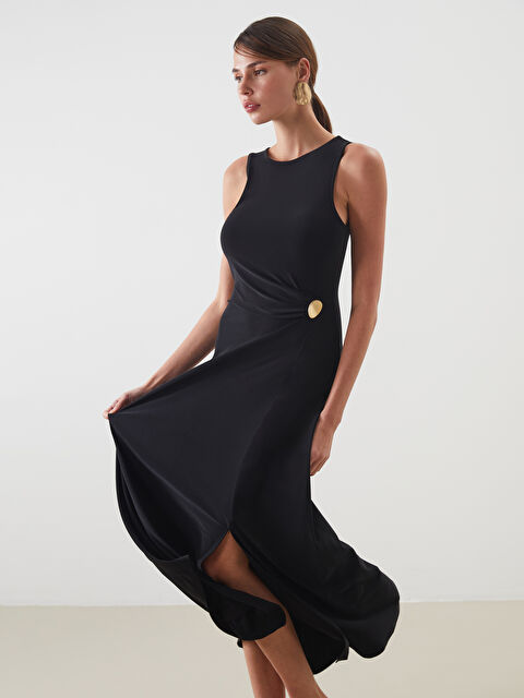 LCW Vision Bisiklet Yaka Büzgülü Elbise - S5OE32Z8-CVL