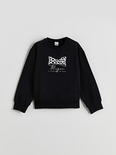 LCW Kids سويتشيرت بنات مطبوع بكول مدور و فيونكة - S5OE33Z4-CVL