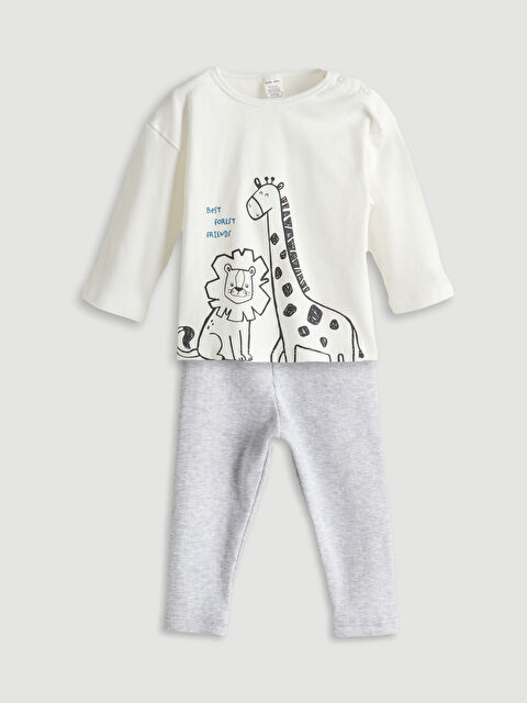 LCW baby Zürafa Baskılı Erkek Bebek Tişört ve Tayt 2'li - S5OE41Z1-FDU