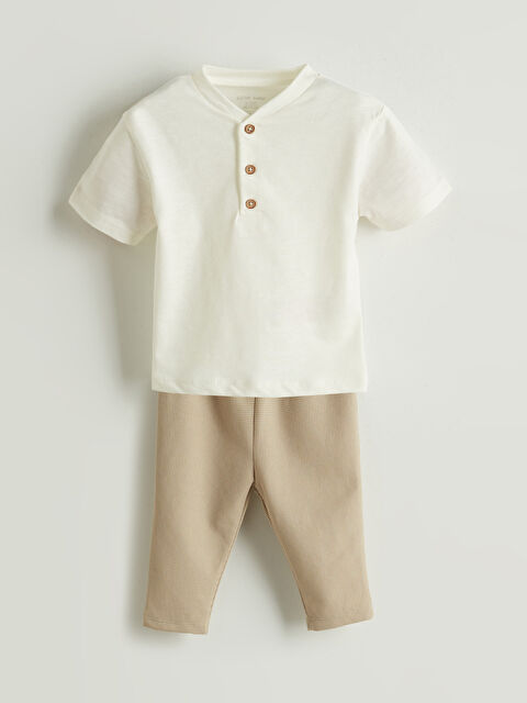 LCW baby Pamuklu Erkek Bebek Tişört ve Pantolon 2'li - S5OE50Z1-R9J