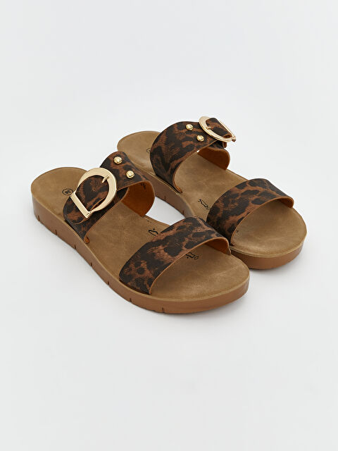 LCW STEPS Deri Görünümlü Çift Bantlı Kadın Terlik - S5OE58Z8-M0T