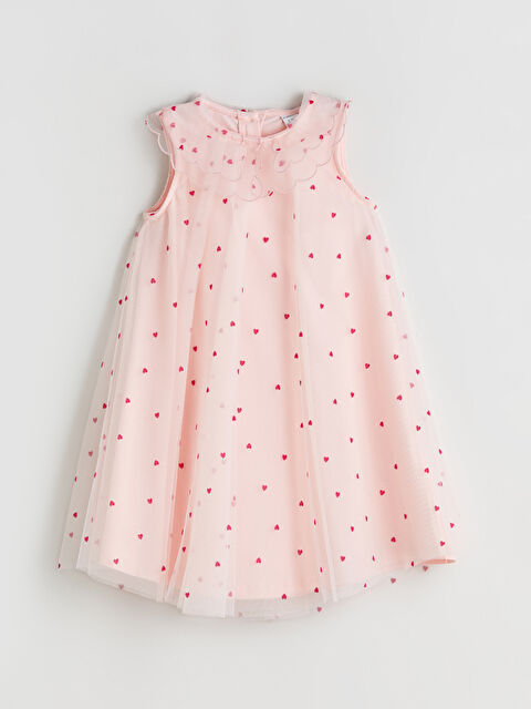 LCW Kids Kalp Baskılı Kız Çocuk Tül Elbise - S5OE68Z1-LT4
