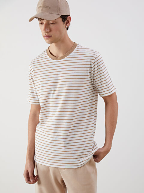 XSIDE Bisiklet Yaka Çizgili Penye Erkek Tişört - S5OE75Z8-J00