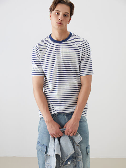 XSIDE Bisiklet Yaka Çizgili Penye Erkek Tişört - S5OE75Z8-J2J