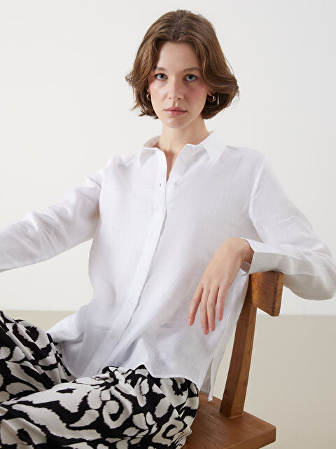 LCWAIKIKI Classic %100 Keten Kadın Gömlek - S5OF02Z8-Q6K