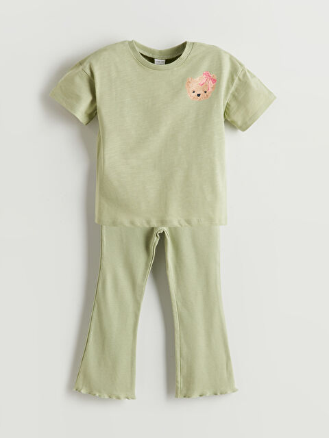 LCW baby Ayı Teddy Baskılı Kız Bebek Bluz ve Tayt 2'li - S5OF08Z1-FJY