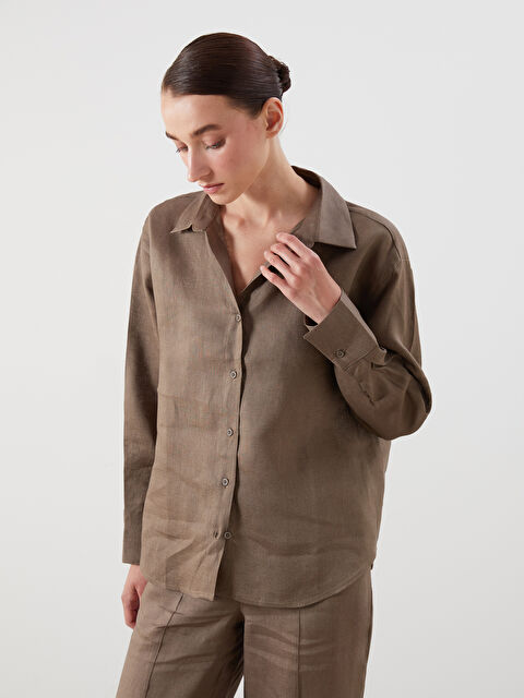 LCWAIKIKI Classic %100 Keten Kadın Gömlek - S5OF16Z8-CT9
