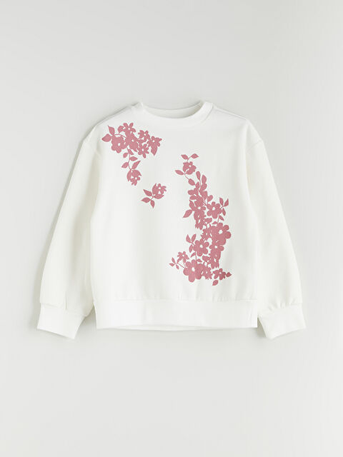 LCW Kids Crew Neck Floral Girls' Sweatshirt - S5OF17Z4-R9J