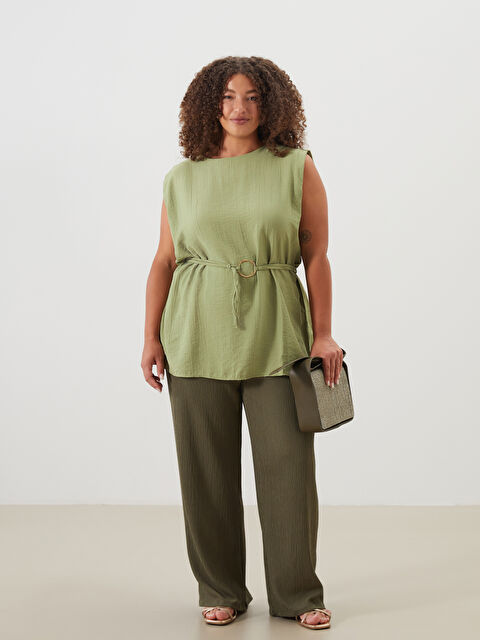 LCWAIKIKI Classic Bisiklet Yaka Kuşaklı Bluz