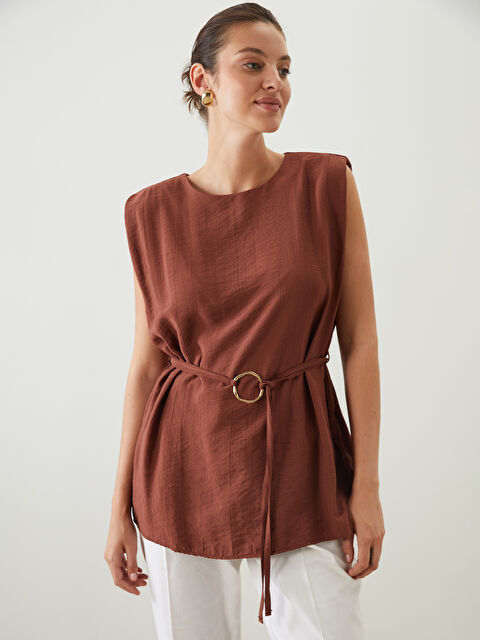 LCWAIKIKI Classic Bisiklet Yaka Kuşaklı Bluz - S5OF58Z8-HFD