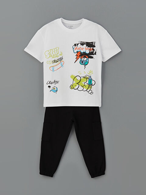 LCW Kids Baskılı Erkek Çocuk Tişört ve Eşofman Alt 2'li - S5OF68Z1-Q6K