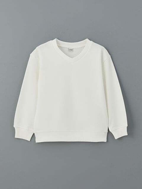LCW Kids V Yaka Kız Çocuk Sweatshirt - S5OF74Z4-FES
