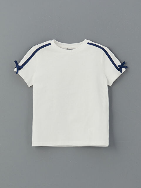 LCW Kids Bisiklet Yaka Fiyonk Detaylı Kız Çocuk Tişört - S5OF95Z4-FDU