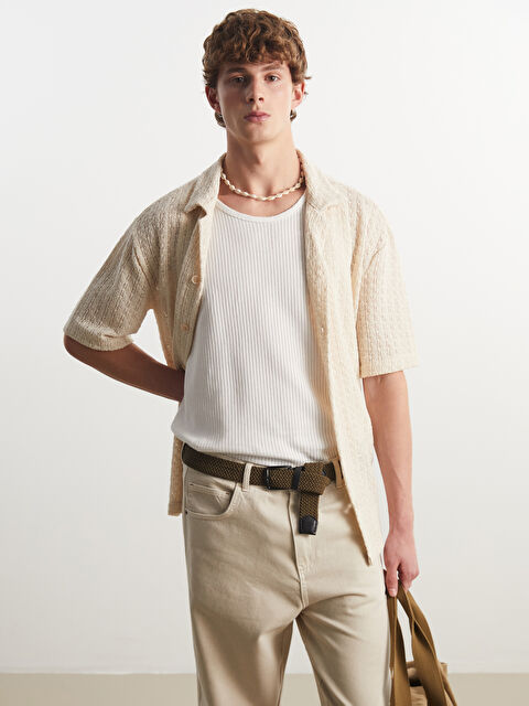 XSIDE Regular Fit Resort Yaka Kısa Kollu Erkek Gömlek - S5OG39Z8-FT0