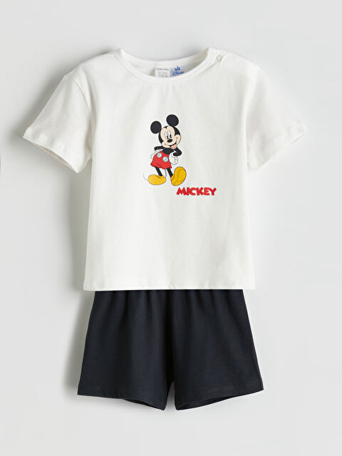 LCW baby Mickey Mouse Baskılı Erkek Çocuk Tişört ve Şort 2'li - S5OG68Z1-FDU