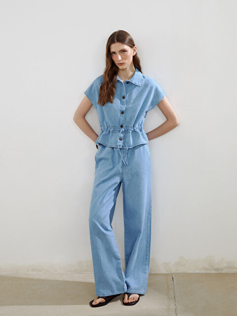 Natuvera Beli Lastikli Wideleg Kadın Jean Pantolon - S5OG74Z8-507