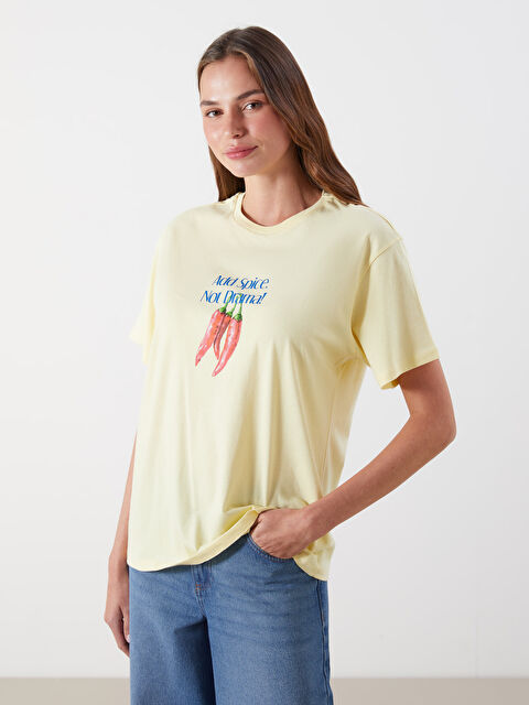 LCW Vision Bisiklet Yaka Baskılı Kadın Tişört - S5OH21Z8-FSW