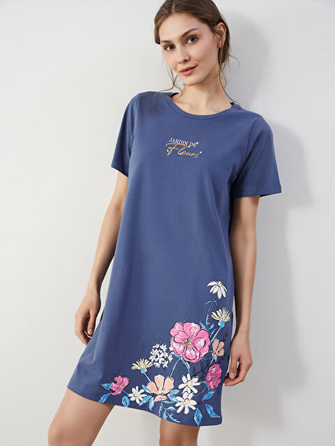 LCW DREAM Bisiklet Yaka Çiçekli Kadın Gecelik - S5OH22Z8-HNE