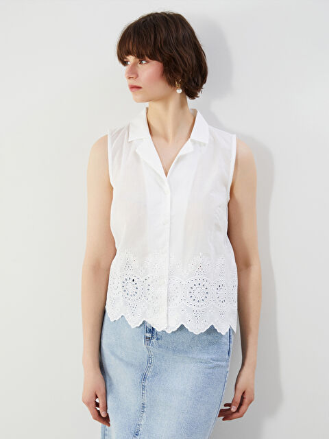 LCWAIKIKI Classic Ajurlu Kadın Gömlek - S5OH27Z8-Q6K