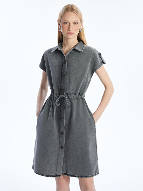 Natuvera Gömlek Yaka Kadın Jean Elbise - S5OH36Z8-J0F