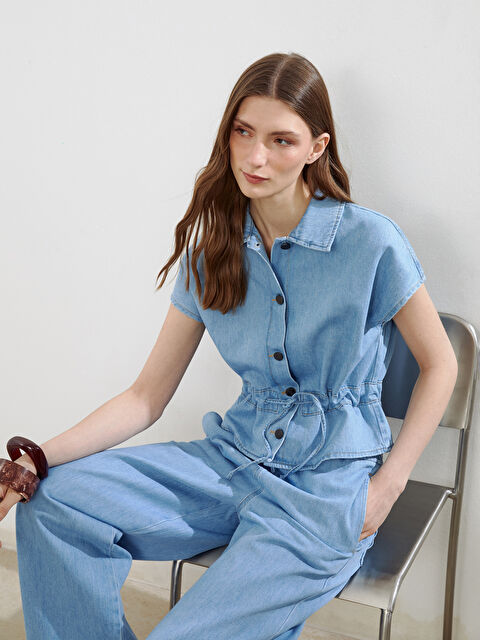 Natuvera Gömlek Yaka Kadın Jean Yelek - S5OH72Z8-507