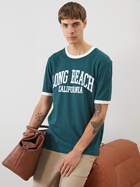 XSIDE Bisiklet Yaka Baskılı Penye Erkek Tişört - S5OH78Z8-YVF