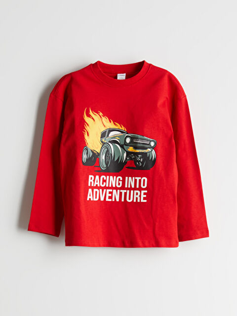 LCW Kids Bisiklet Yaka Baskılı Erkek Çocuk Tişört - S5OI00Z1-HMW