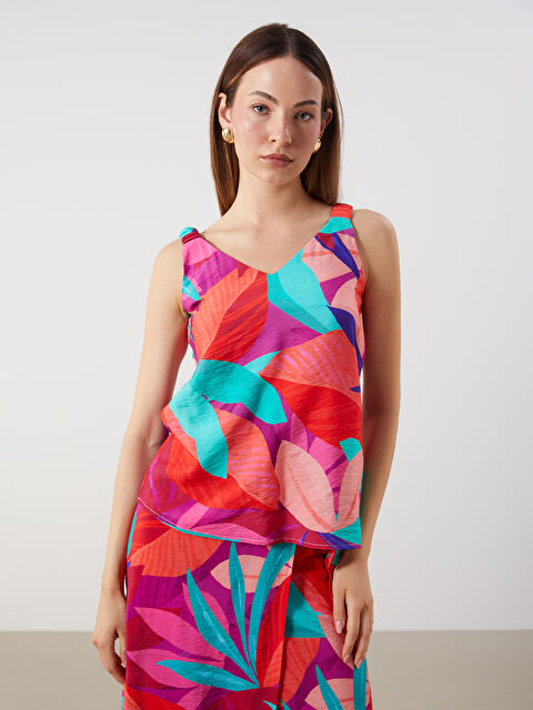 LCWAIKIKI Classic V Yaka Desenli Bluz - S5OI05Z8-F9C