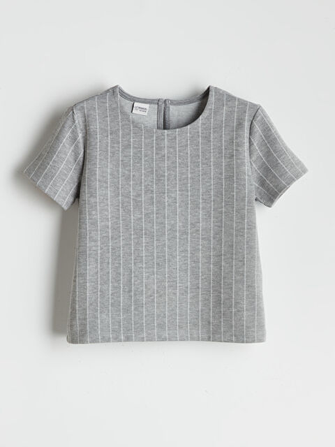 LCW Kids Bisiklet Yaka Çizgili Kız Çocuk Tişört - S5OI32Z4-CT3