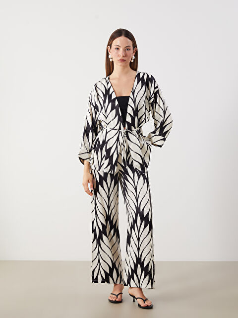 LCWAIKIKI Classic Beli Lastikli Desenli Geniş Paça Kadın Pantolon - S5OI36Z8-LQJ