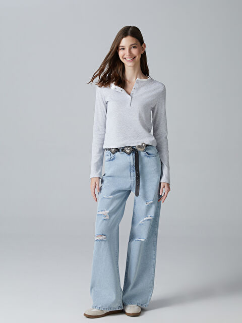 LCW Teen Yırtık Detaylı Genç Kız Jean Pantolon - S5OI55Z4-V2T