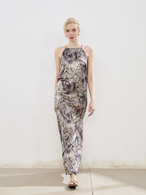 Soulife Halter Yaka Desenli Askılı Elbise - S5OI73Z8-LQV