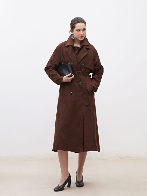 Soulife Ceket Yaka Süet Görünümlü Kadın Trençkot - S5OI83Z8-J0W