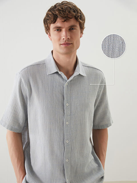 LCW Vision Regular Fit Kısa Kollu Erkek Dokulu Gömlek - S5OJ05Z8-ZX9