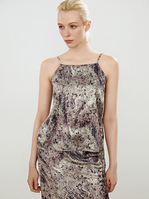 Soulife Halter Yaka Desenli Askılı Bluz - S5OJ19Z8-LQV