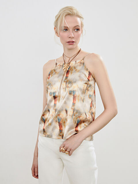 Soulife Halter Yaka Desenli Askılı Bluz - S5OJ19Z8-HZZ