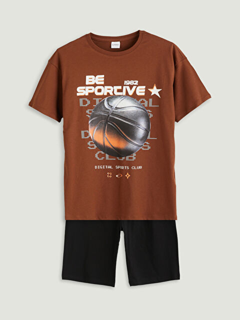 LCW Kids Bisiklet Yaka Erkek Çocuk Şortlu Pijama Takımı - S5OJ34Z4-R3E